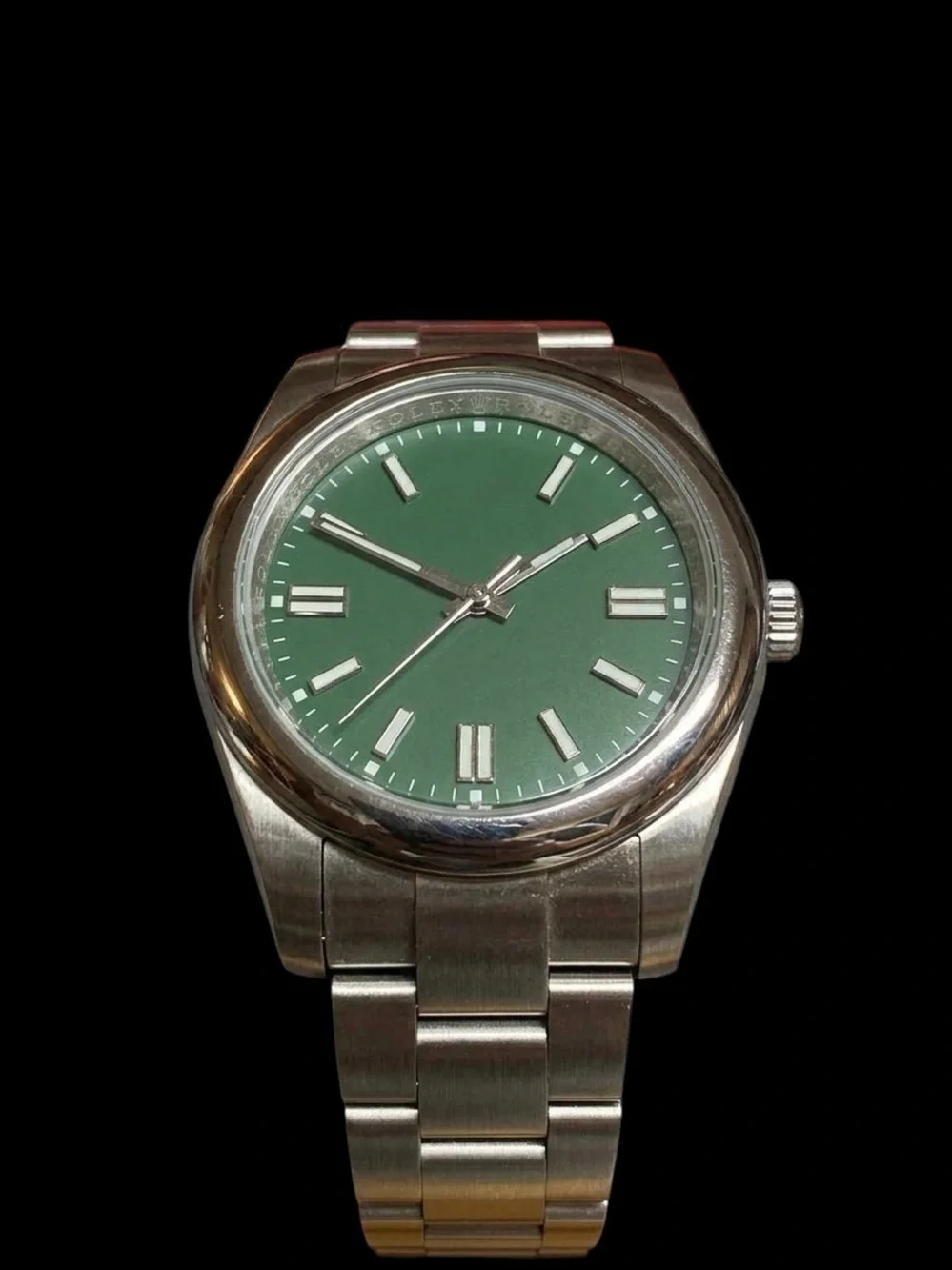 Men’s R. Watch Silver - Tone Band Green Dial